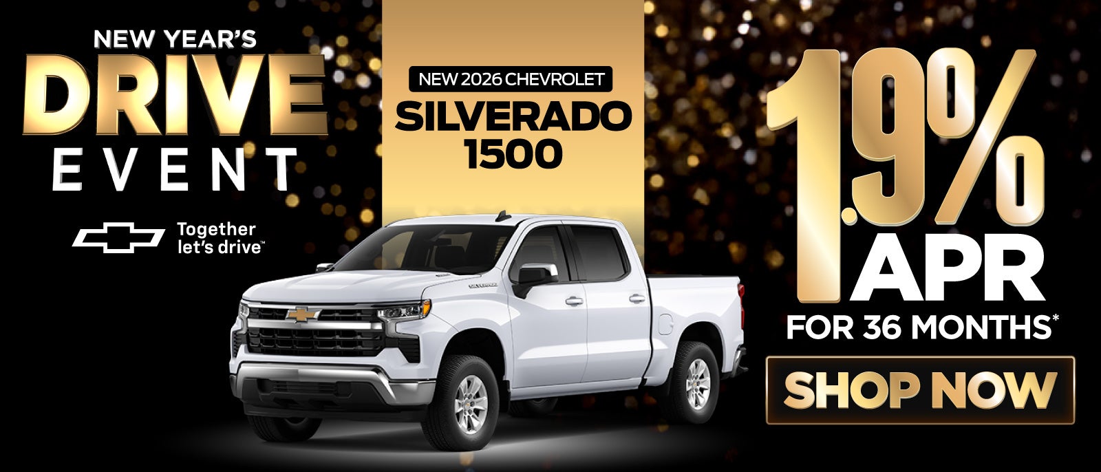 New 2026 Chevrolet Silverado 1500	1.9% APR for 36 months* 