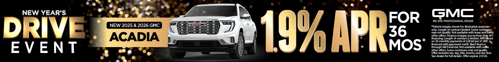 New 2025 and 2026 GMC Acadia 1.9% APR for 36 months*