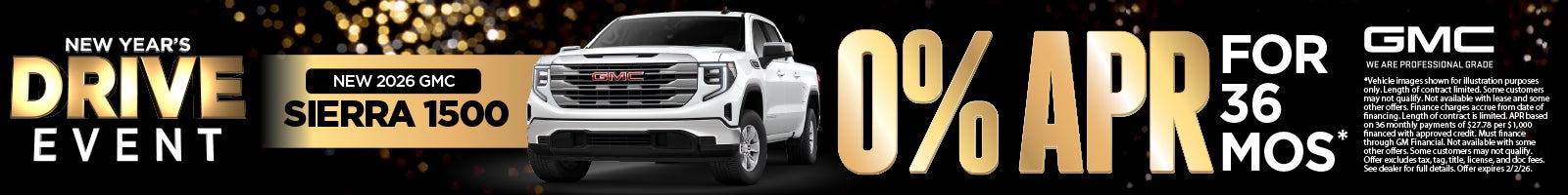 New 2026 GMC Sierra 1500	0% APR for 36 months*
