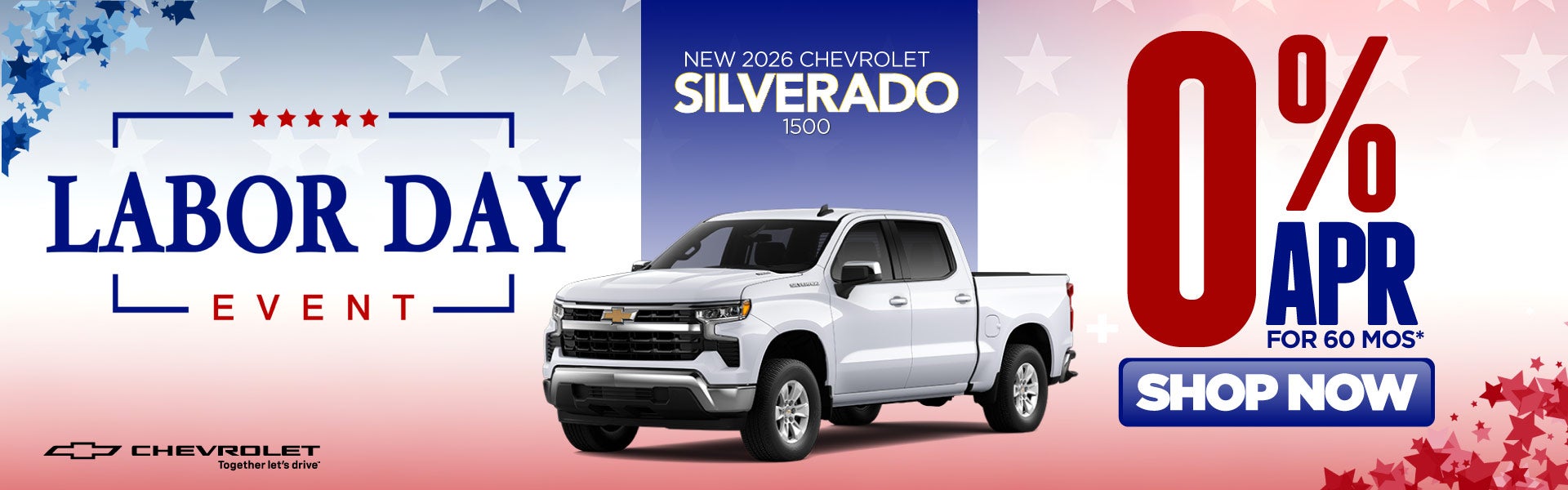 New 2026 Chevrolet Silverado 1500	0% APR for 60 Months*