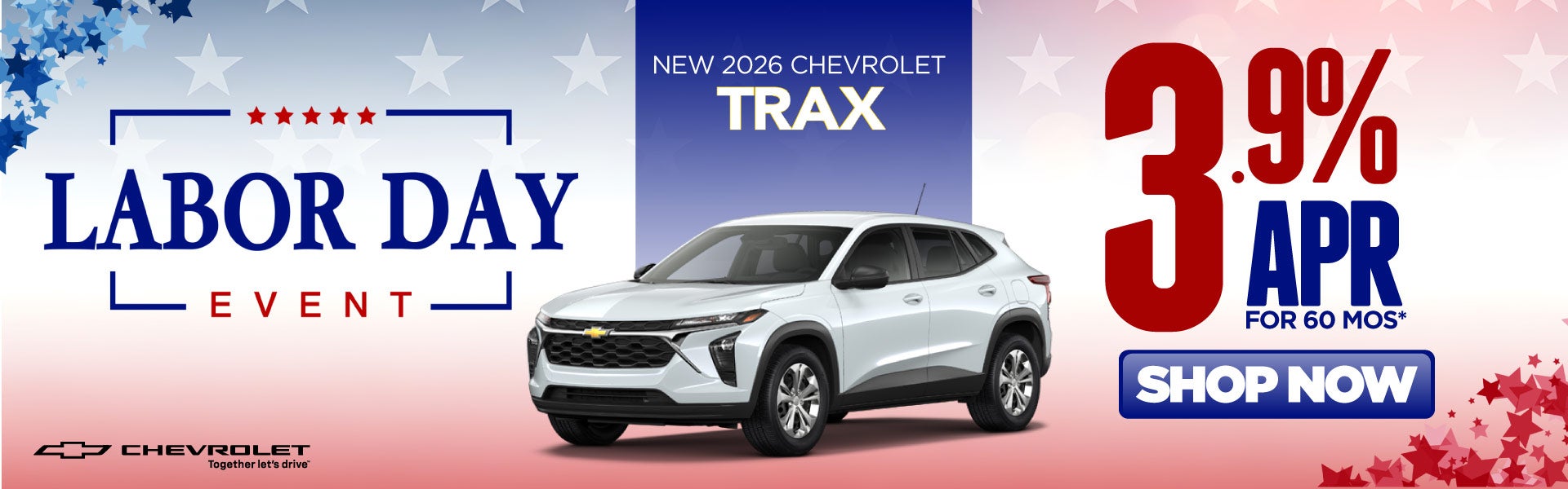 New 2026 Chevrolet Trax	3.9% APR for 60 Months*